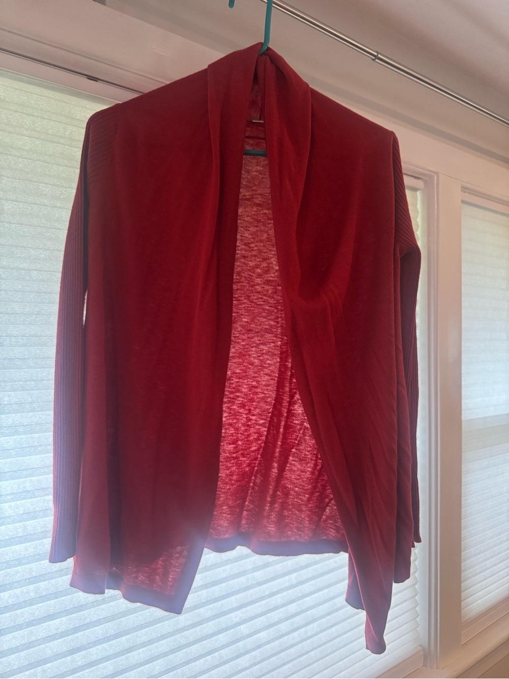 LOFT Open-Front Red/Orange Draped Cardigan
